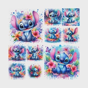 Stitch Splash and Watercolor PNG, PNG Stitch Splash and Watercolor Digital design PNG file for sublimation, High Resolution, Tshirt designs