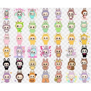 Labubu PNG, Kawaii Labubu Clipart Bundle PNG, Cute Labubu Bundle PNG, Cute Bunny Characters, Pastel Digital Stickers