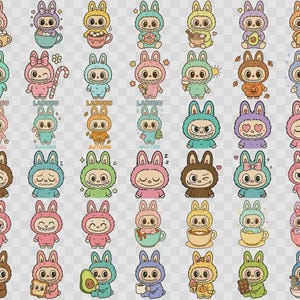 Four Seasons Labubu PNG, Labubu PNG, Kawaii Labubu Clipart Bundle PNG, Cute Bunny Characters, Pastel Digital Stickers