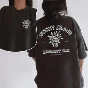 Spooky Island 2 Sides Sweatshirt_Hoodie_Tshirt, Spooky Island Disco Skull Tee, Summerween Tshirt, 90s Vintage Halloween Movie Shirt