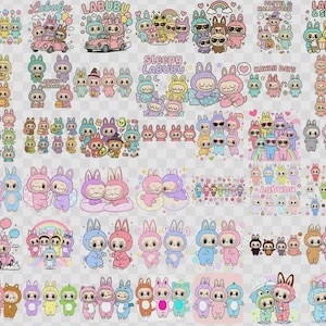 Labubu Bundle PNG, Cute Labubu, Labubu PNG, Kawaii Labubu Clipart Bundle PNG, Cute Bunny Characters, Pastel Digital Stickers