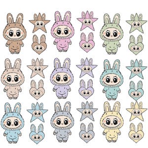 Labubu PNG, Cute Labubu PNG Bundle of Labubu Vector Digital File for Cricut, layered labubu png, Labubu Bundle super cute monsters