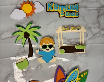 Personalized Pool Party Cake Topper | Summer Children's Birthday | Detailed and Simple Variations