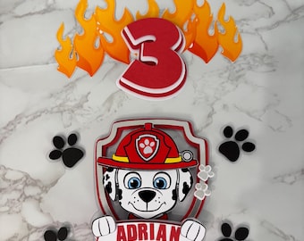 Personalized Paw Patrol Cake Topper | Name and Age | Cake Topper Designs | Children's Party