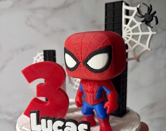 Personalized Spider-Hero Cake Topper | 3D-Printed Spider-Hero Birthday Cake Decoration | Personalized Name and Age