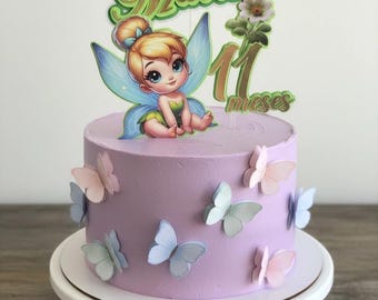 Luxury Fairy and Butterfly Cake Topper - Personalized with Name - Fairy and Flower Themed Kids' Party Decoration
