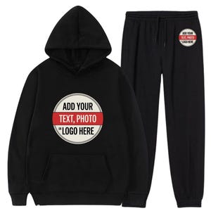 Custom Tracksuit, Logo, Your Logo & Photo on a Hooded Sweatsuit or Adult Unisex 2 Piece Personalised Tracksuit, Logo / Design on Tracksuits