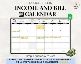 Income and Bill Calendar | Budget Planner Google Sheets