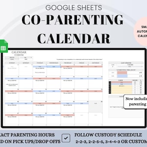 Co-Parenting Calendar Spreadsheet: Google Sheets Custody Schedule with Parenting Time