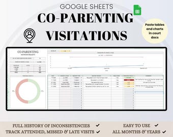 Co-Parenting Tracker Spreadsheet: Visitation, Custody, & Call Log on Google Sheets