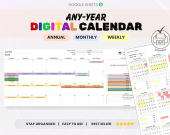 Perpetual Calendar, Undated Digital Planner, 2027 Monthly Planner, Calendar 2027, 2027 Planner, Agenda 2027