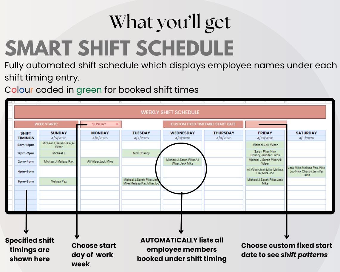 Shift Rota Template.pdf Employee Schedule Template, Shift Schedule, Staff Rota Shift Calendar ...