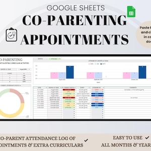 Coparenting Appointments and Extra Curricular Activities, Co-Parenting Visitation Requests Google Sheets Spreadsheet