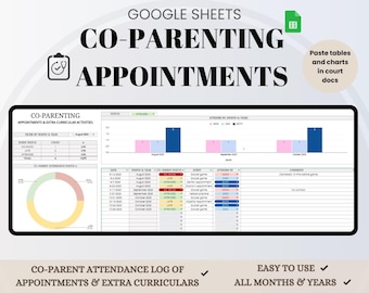 Coparenting Appointments and Extra Curricular Activities, Co-Parenting Visitation Requests Google Sheets Spreadsheet