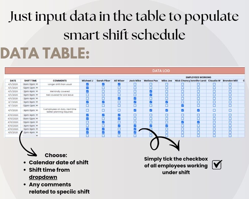 Shift Rota Designs Employee Schedule Template, Shift Schedule, Staff Rota Shift Calendar ...