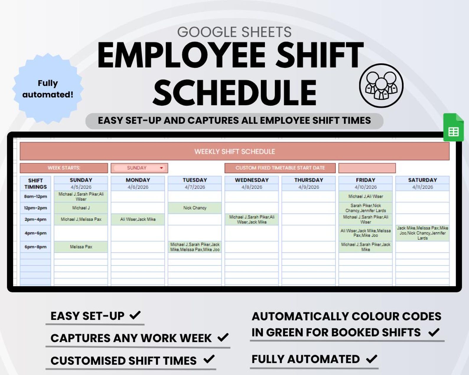 Nin Rota Schedule Employee Schedule Template, Shift Schedule, Staff Rota Shift Calendar ...