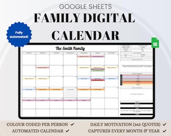 Smart Family Calendar Spreadsheet: Daily Schedule Template on Google Sheets