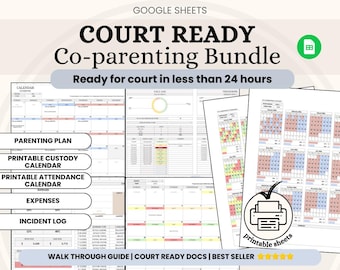 Co parenting Planner | High Conflict Co parent Documentation | Co parenting Calendar | Co-Parenting Family Law Template