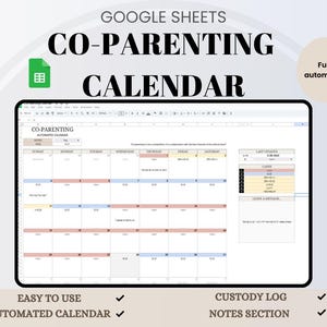 Calendario de crianza compartida 2025, Hojas de cálculo de Google para el calendario de crianza compartida, Hoja de cálculo para la crianza compartida, Calendario de custodia, Calendario de custodia infantil