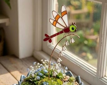 Yanma Planter Stake |Dragonfly Garden Decor| Pkm Lover Gift| Cozy Garden Ornament Cottagecore Outdoor Flower Pot Decor