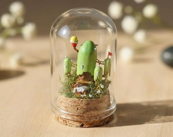 Campana de diorama de Hora de Aventuras, Terrario en miniatura coleccionable de Cartoon Network hecho a mano, Regalo único para decoración de escritorio