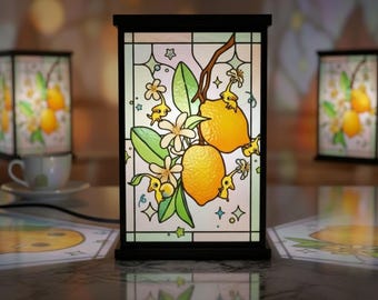 Lampe lanterne citron, lampe de table agrumes Pikmin, décoration accent fruits kawaii, cadeau veilleuse botanique pour elle