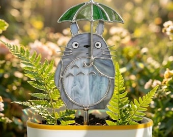 Umbrella To.to.ro Plant Stake, Gh.ib.li Inspired Garden Decor, Unique Anime Lover Gift, Garden Lover Gift