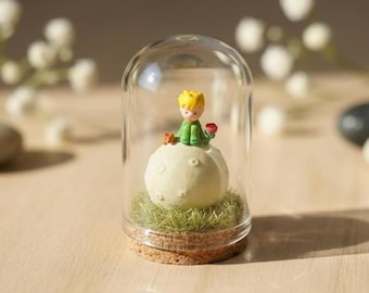 The Little Prince Miniature Glass Dome, Le Petit Prince Diorama With Fox And Rose, Asteroid B-612 Decor, Unique Gift For Book Lovers