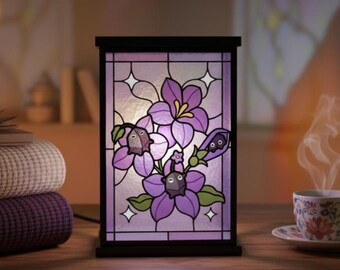 Lanterne violette Pikmin, lampe de table Pikmin agrumes, décoration accent fruits kawaii, cadeau veilleuse botanique pour elle