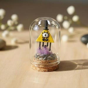 Bill Cipher Gravity Falls, mini figura diorama in terrario, spettacolo animato unico, decorazione da scrivania, regalo da collezione per i fan