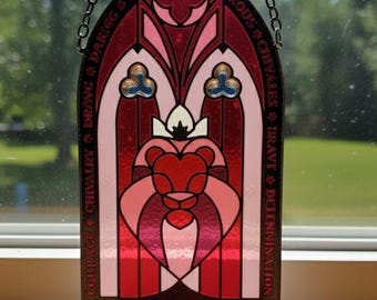 Gryffindor Resin Suncatcher Faux Stained Glass Window Hanging With Inspirational Words Gothic Home Decor Gift For Courage