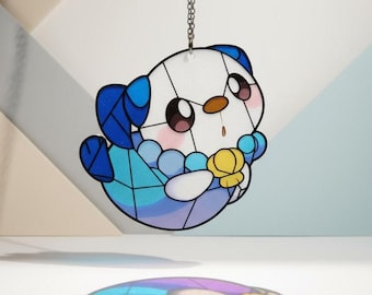 Atrapasol de resina Oshawott – Vidriera decorativa estilo océano PKM, decoración marina kawaii, regalo para amantes del mar