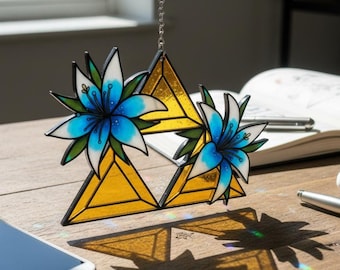 Triforce Suncatcher Projection, Silent Princess Flower Window Hanging, Faux Stained   Acrylic Decor, Gaming Fan Gift