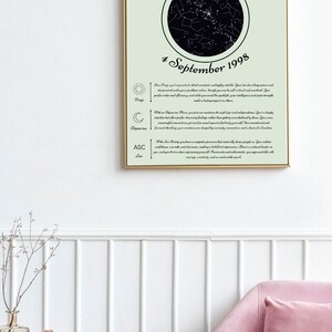 Carte du ciel céleste et carte du ciel | Impression d'astrologie personnalisée avec vos trois grands