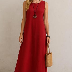 Linen Maxi Dress Sewing Pattern | Digital PDF Pattern | Sleeveless Summer Dress | Loose Fit A-Line Dress | Boho Casual Outfit
