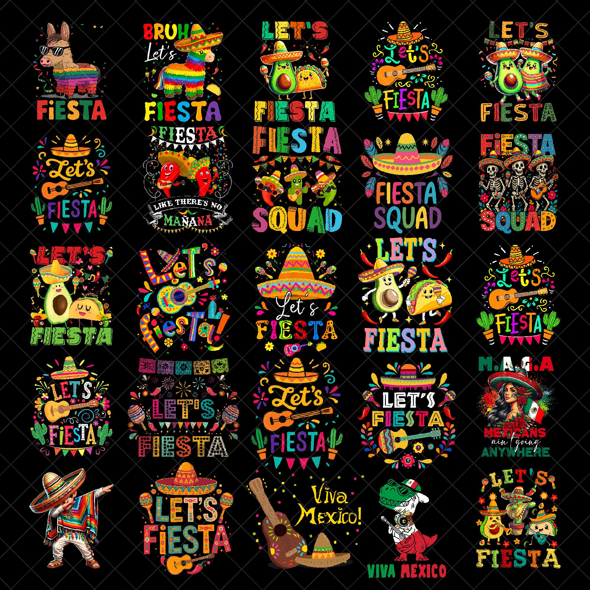 Fiesta PNG Bundle, Cinco De Mayo Designs, Lets Fiesta Quote Art, Mexico ...