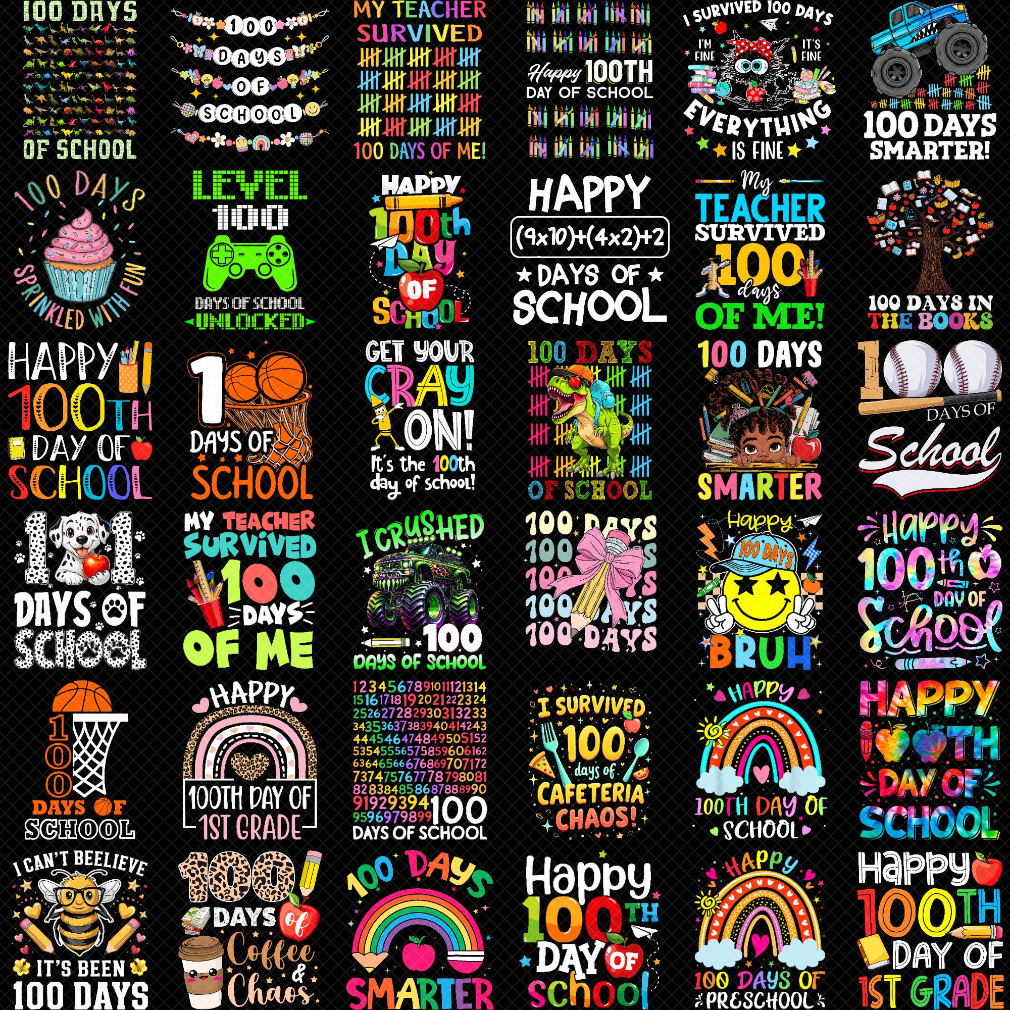 100th Day of School Png Bundle, I Crushed 100 Days of School Png, 100 ...