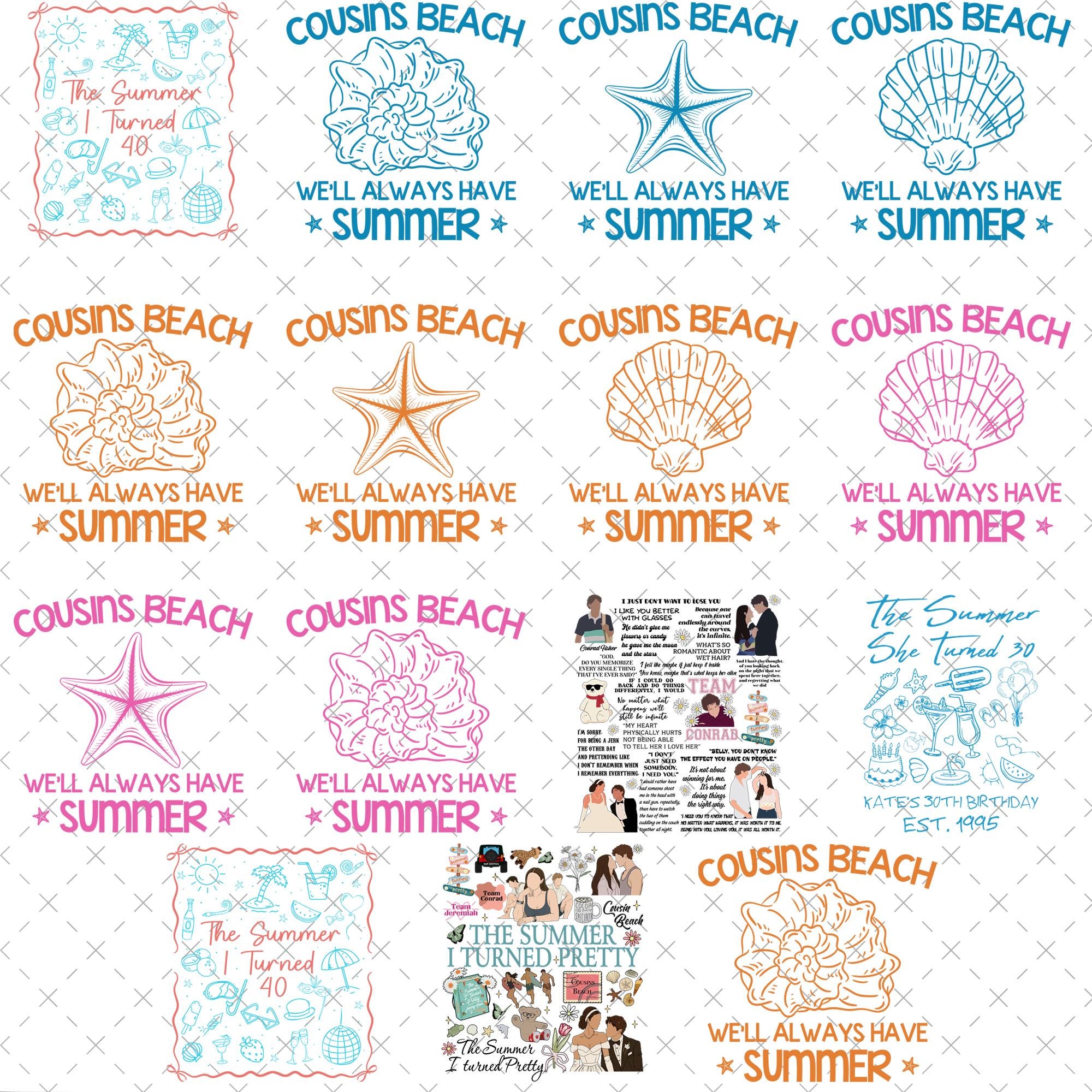 The Summer I Turned Pretty Movie Png, Cousins Beach Shirt TSITP Png, We Will Always Have Summer Png, Team Conrad Belly Jeremiah Png Bundle
