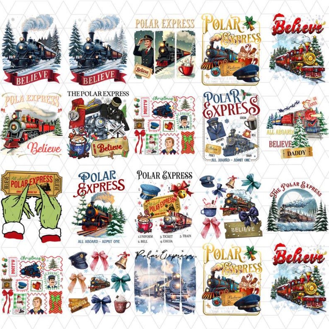 Polar Express PNG Bundle, North Pole Ticket Clipart, Funny Xmas Pjs for ...