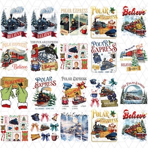 Polar Express PNG Bundle, Nordpol Ticket Clipart, lustige Weihnachts PJs für die Familie, Urlaub Shirt Design, glauben Weihnachtszug Sublimation