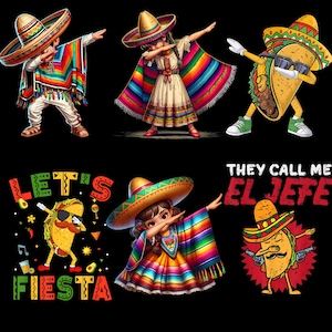 Pacote Cinco De Mayo Png, Dab Dabbing Mexicano, Poncho Festa de Fiesta Mexicana Cinco De Mayo (Arquivo PNG)