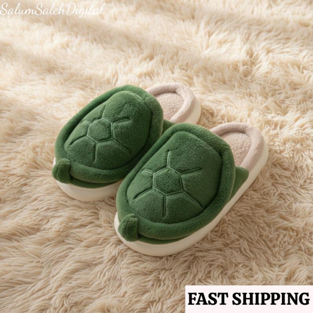 Cute Turtle Slippers , Warm Plush Winter Footwear for Cozy Home & Gifts ...
