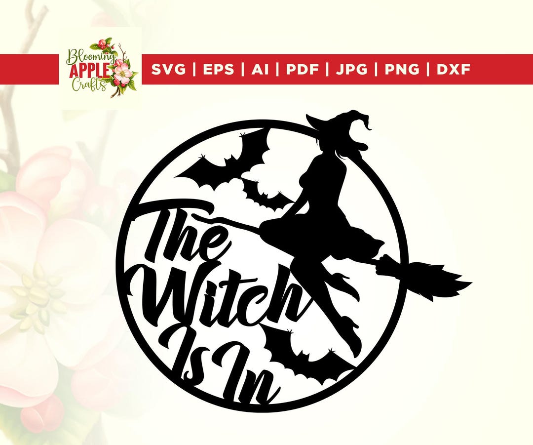 The Witch is in Svg, Halloween Door Sign, Halloween Door Hanger Svg ...
