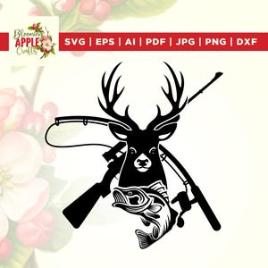 Hunting SVG, Deer Head SVG, Hunter svg, Guns svg, Fishing SVG, Cut File, Cricut, Instant Download, Silhouette, Hunting Season Svg, iron on.