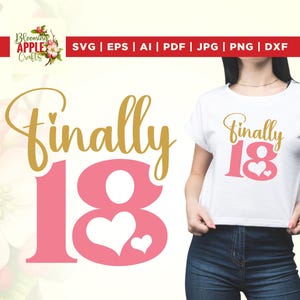 Finally 18 SVG, 18th Birthday Svg, 18th Birthday Party Svg, 18th Birthday, Cricut, sublimation, Sweet 18 Shirt Svg, It's My Birthday Svg.