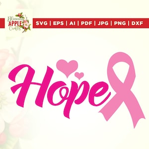 Hope Svg, Cancer Hope Svg, Breast Cancer Svg, Cancer Awareness Svg, cricut, cut file, Cancer Svg October, Cancer Ribbon Svg,Hope Ribbon Svg.