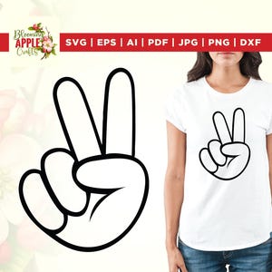Signo de paz de mano SVG, dibujo lineal de paz SVG, archivo de corte, Cricut, PNG, sublimación, signo de paz de mano SVG, signo de paz SVG, signo de paz de mano PNG.