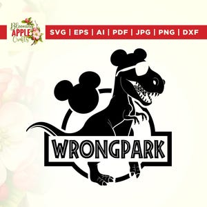 Wrong Park svg, mysz dinozaur, dinozaur svg, Cricut, Png, Svg, sublimacja, natychmiastowe pobieranie, inspirowany jurajskim svg, plik do cięcia, sylwetka.