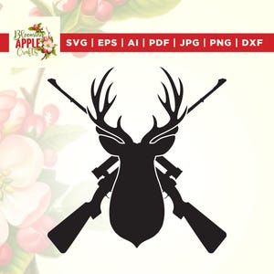 Deer Head svg, Deer Hunting SVG, Instant Download, Silhouette, Hunting Dad SVG, Hunter Svg, Cut File, Cricut, hunting shirt svg,png,iron on.