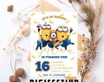 Minions Birthday Invitation, Minions Theme, Digital Minions Birthday Party Invitations, Digital Minions 2 Invitation, Movie Theme Party